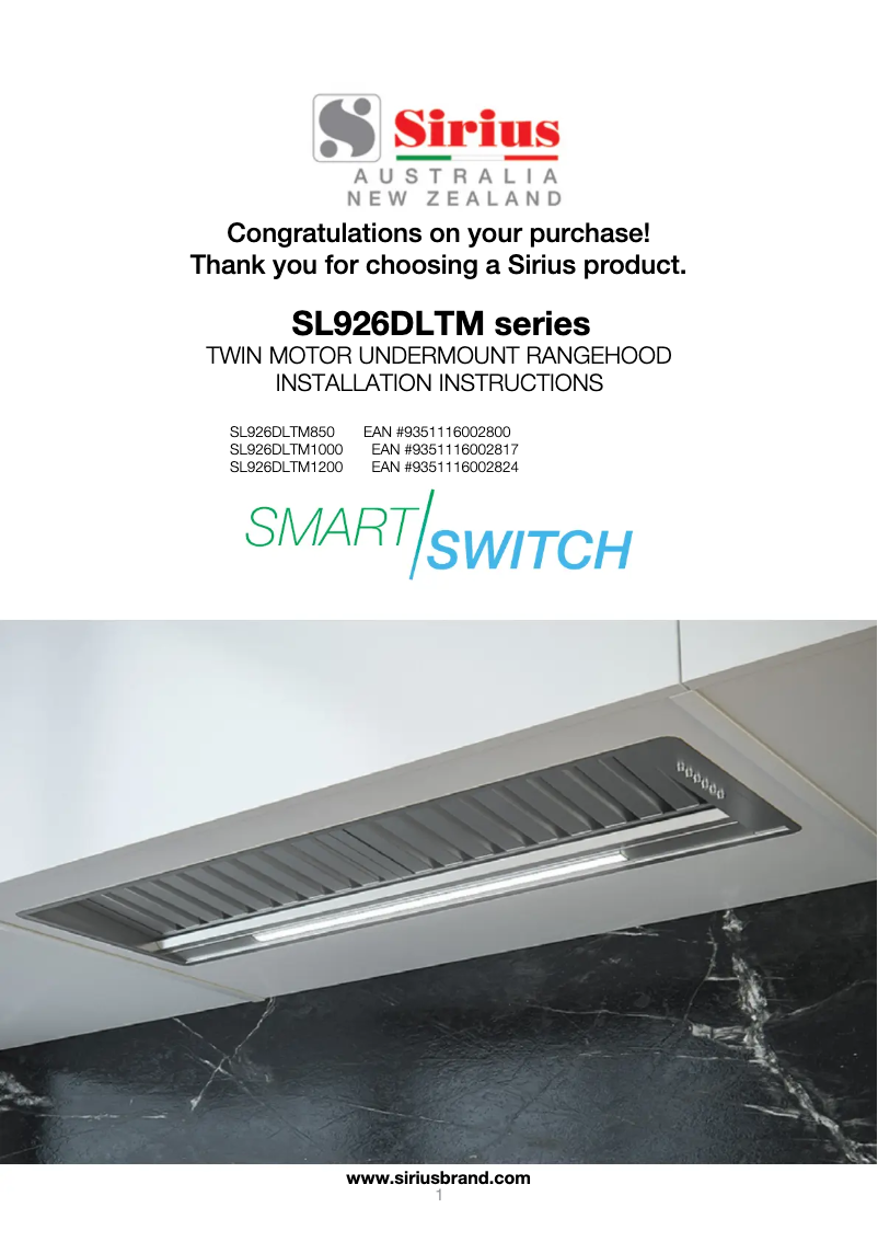 Page 1 de la notice Manuel utilisateur Sirius SL926DLTM1200
