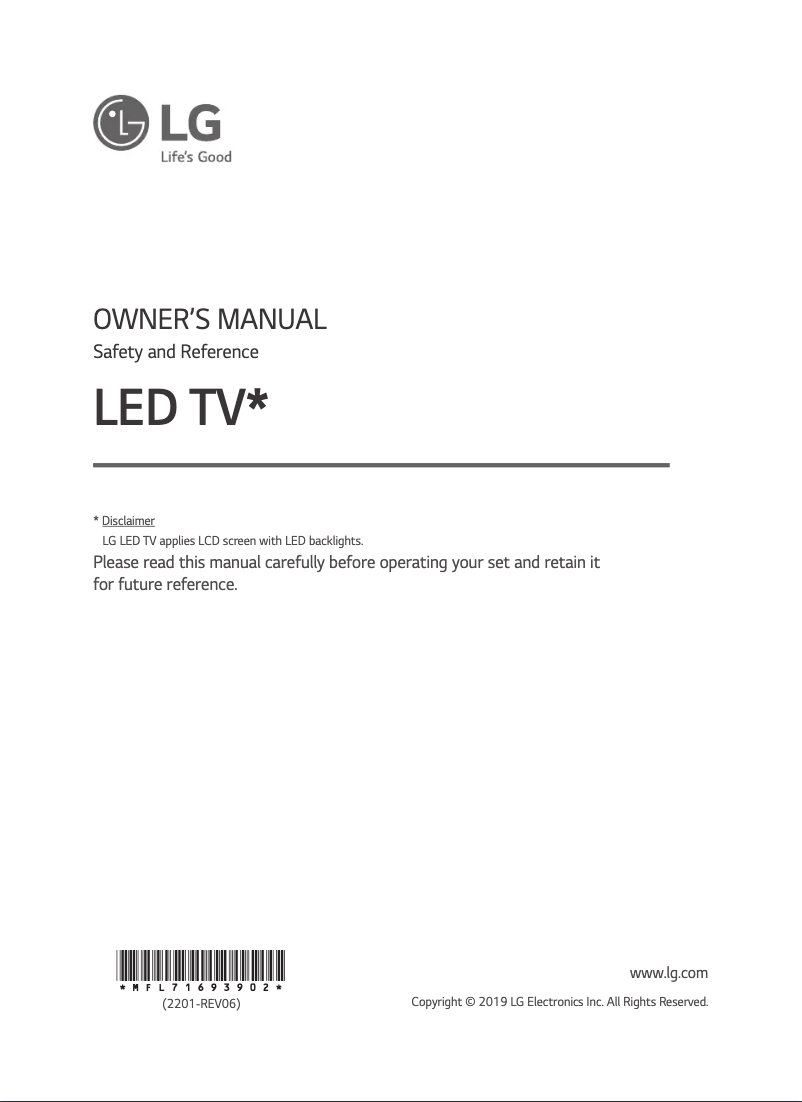 Page 1 de la notice Manuel utilisateur LG 55UT662M0GC