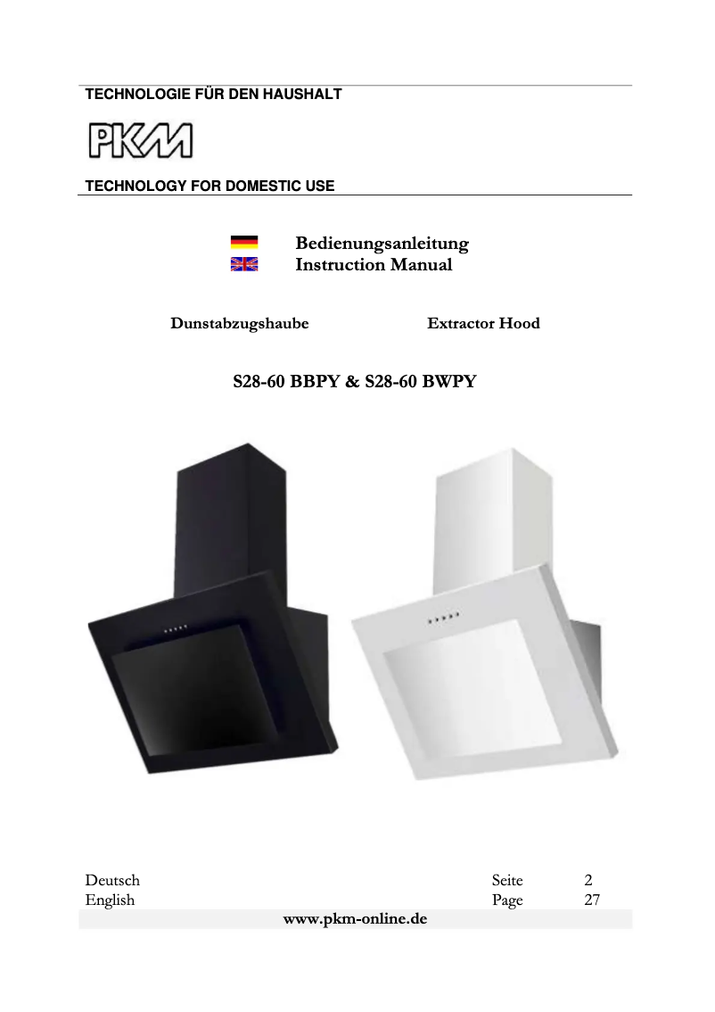 Page 1 de la notice Manuel utilisateur PKM S28-60 BWPY