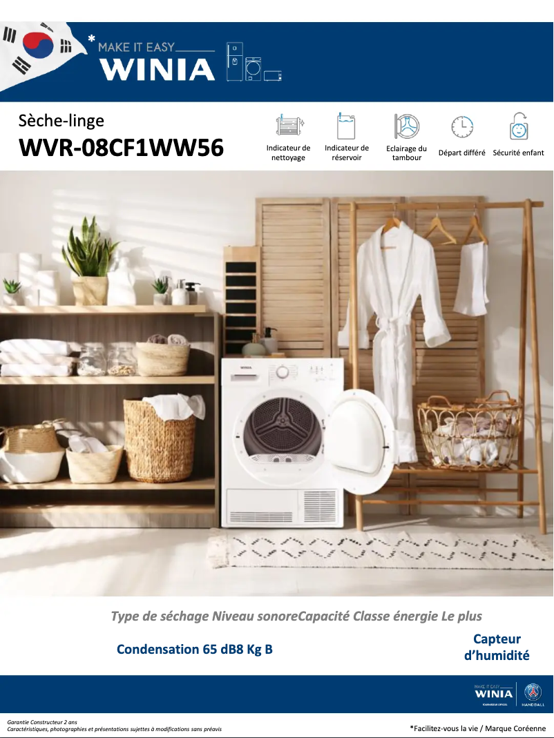 Page n°1 - Fiche technique Winia WVR-08CF1WW56