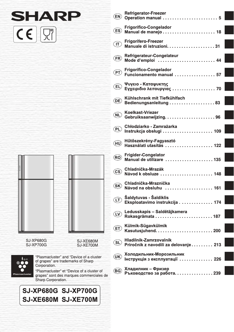 Page 1 de la notice Manuel utilisateur Sharp SJ-XE680MSL