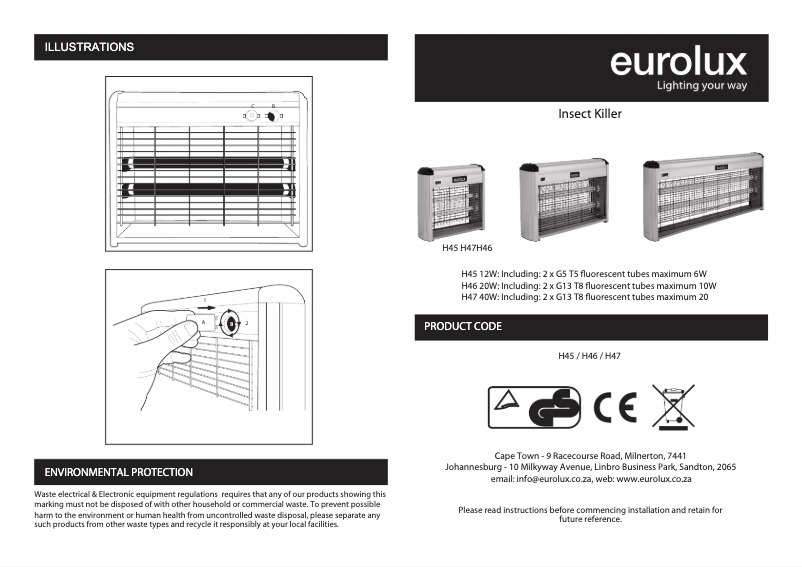 Page n°1 - Manuel utilisateur Eurolux H47