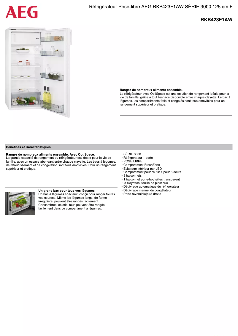 Page n°1 - Fiche technique AEG RKB423F1AW