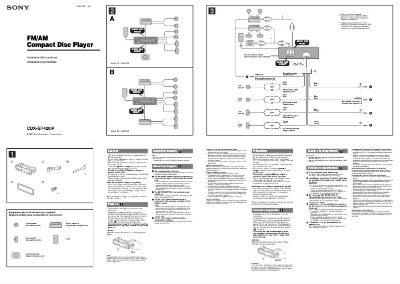 Page n°1 - Guide d'installation Sony CDX-GT420IP