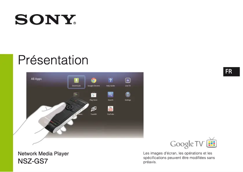 Page 1 de la notice Manuel utilisateur Sony NSZ-GS7