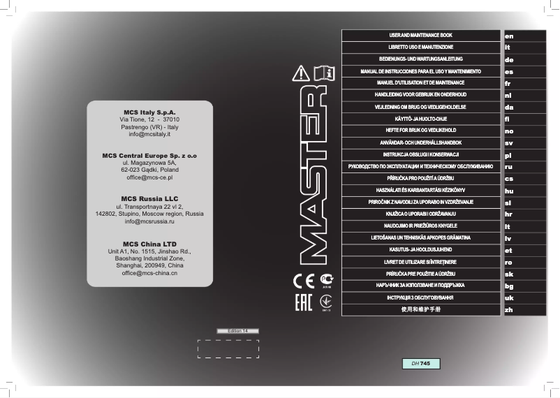 Página 1 del manual Manual de usuario Master DH 745