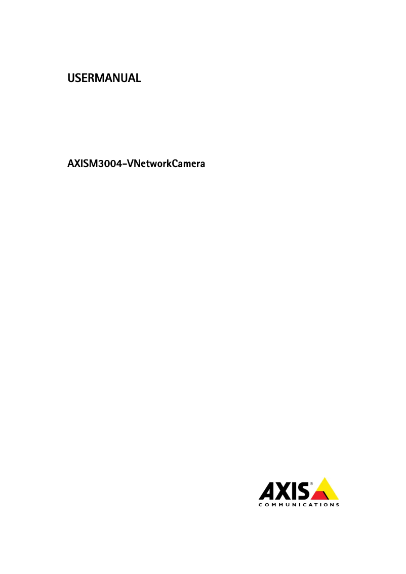 Page n°1 - Manuel utilisateur Axis M3004