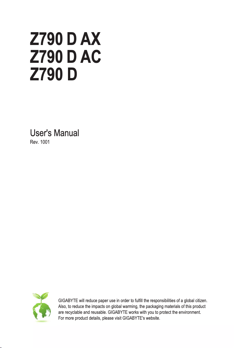 Page n°1 - Manuel utilisateur Gigabyte Z790 D AC
