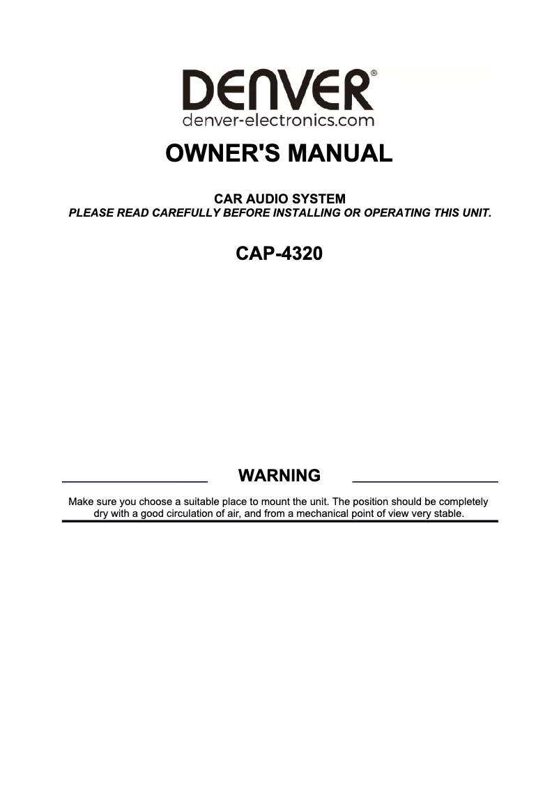 Page 1 de la notice Manuel utilisateur Denver CAP-4320