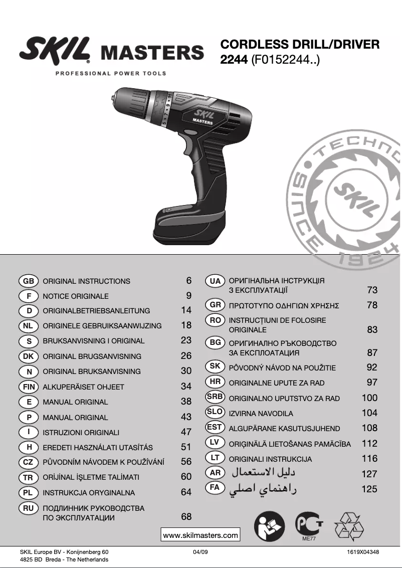 Page 1 de la notice Manuel utilisateur SKIL Masters 2244MA