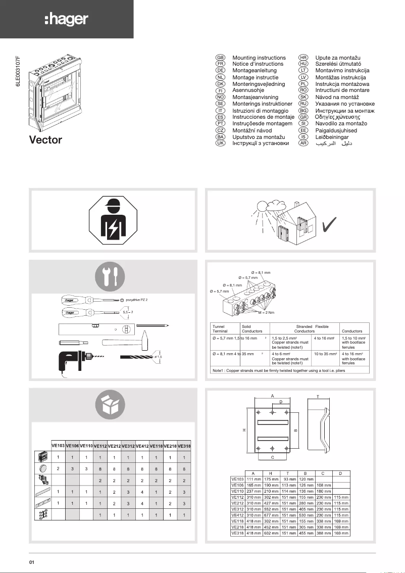 Page n°1 - Manuel utilisateur Hager VE112H