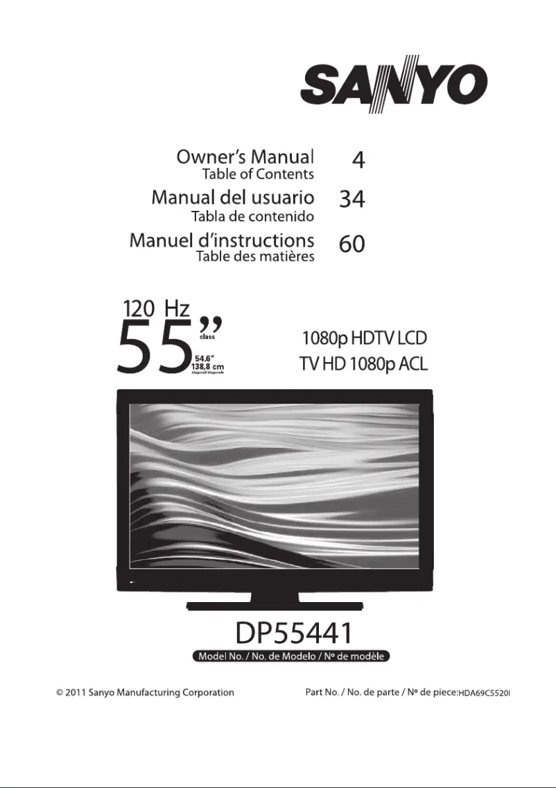 Page n°1 - Manuel utilisateur Sanyo DP55441