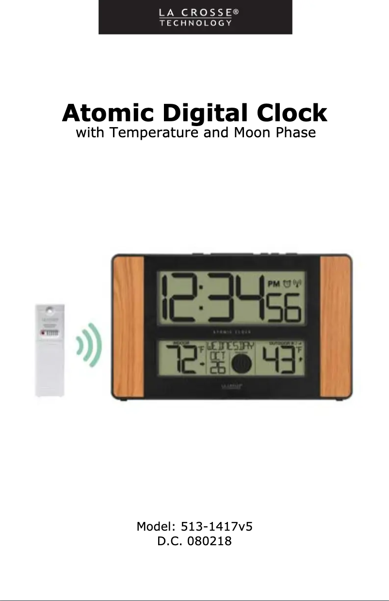 Page 1 de la notice Manuel utilisateur La Crosse Technology 513-1417V5