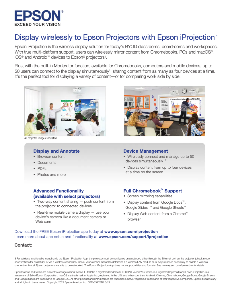 Página 1 del manual Información de garantía Epson BrightLink EB-725Wi