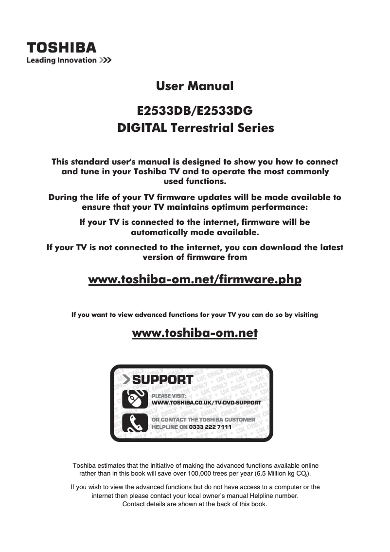 Page n°1 - Manuel utilisateur Toshiba 40D1333