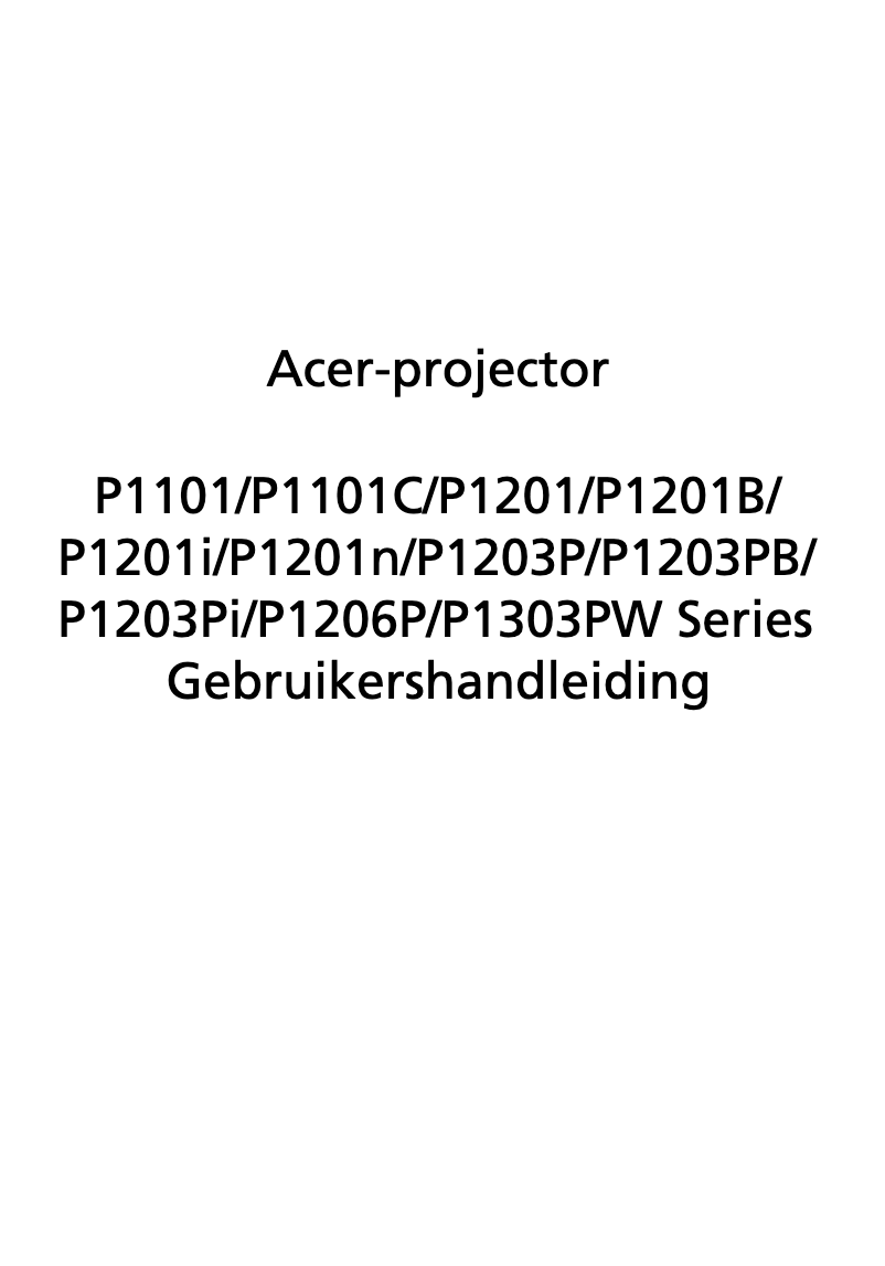Page 1 de la notice Manuel utilisateur Acer P1201