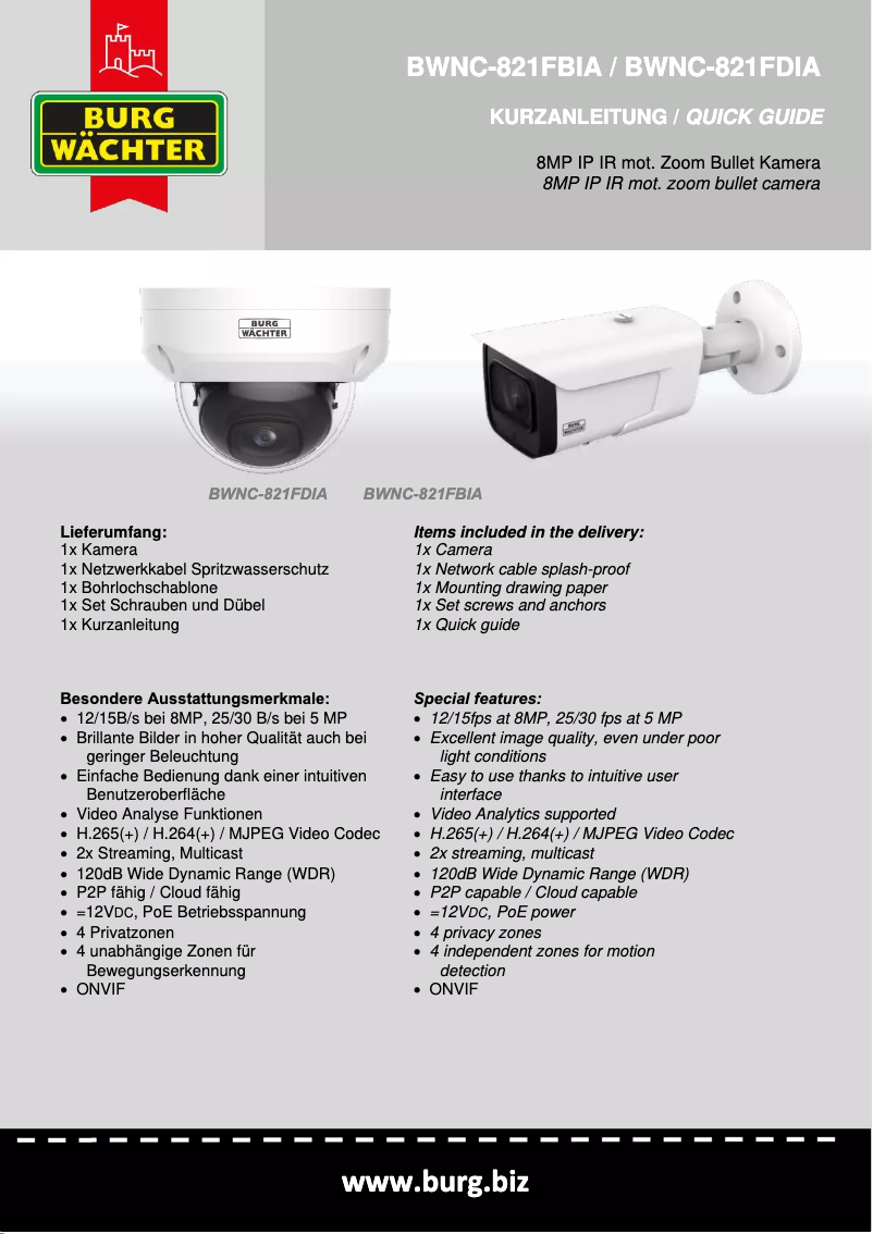 Image de la première page du manuel de l'appareil BWNC-821FBIA