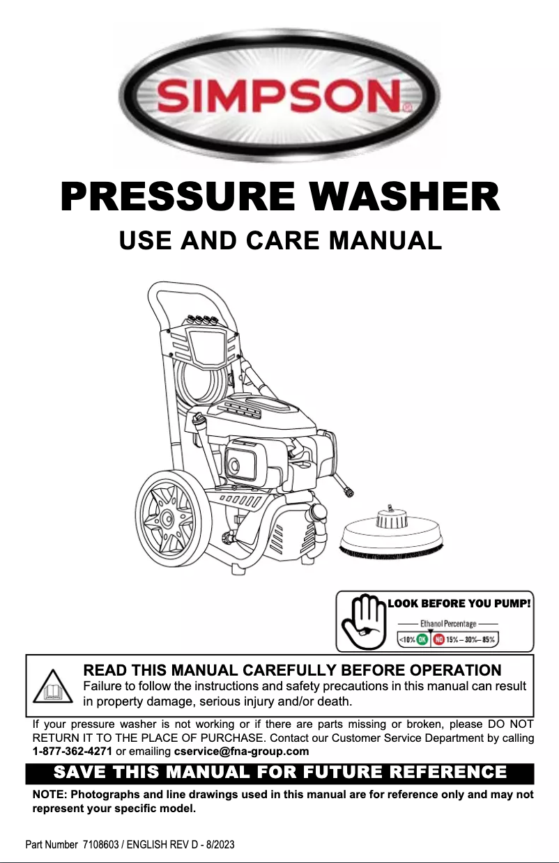 Page n°1 - Manuel utilisateur Simpson Megashot MS60805