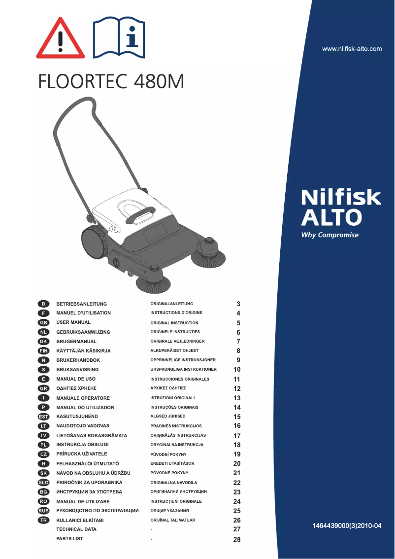First page image of the manual for Floortec 480M