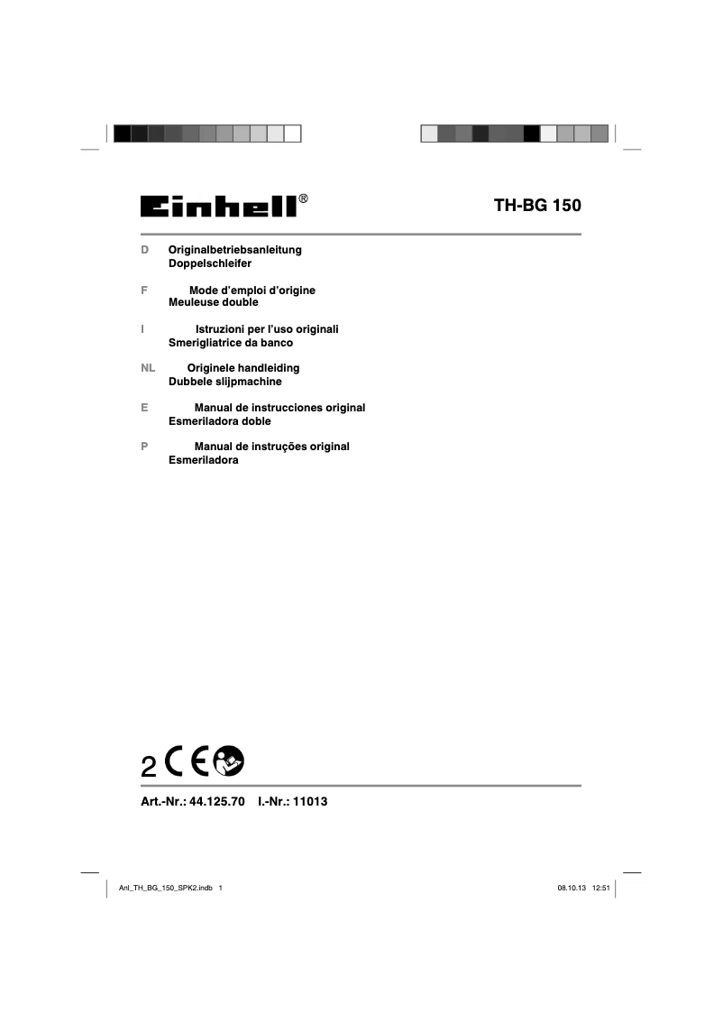 Image de la première page du manuel de l'appareil TH-BG 150