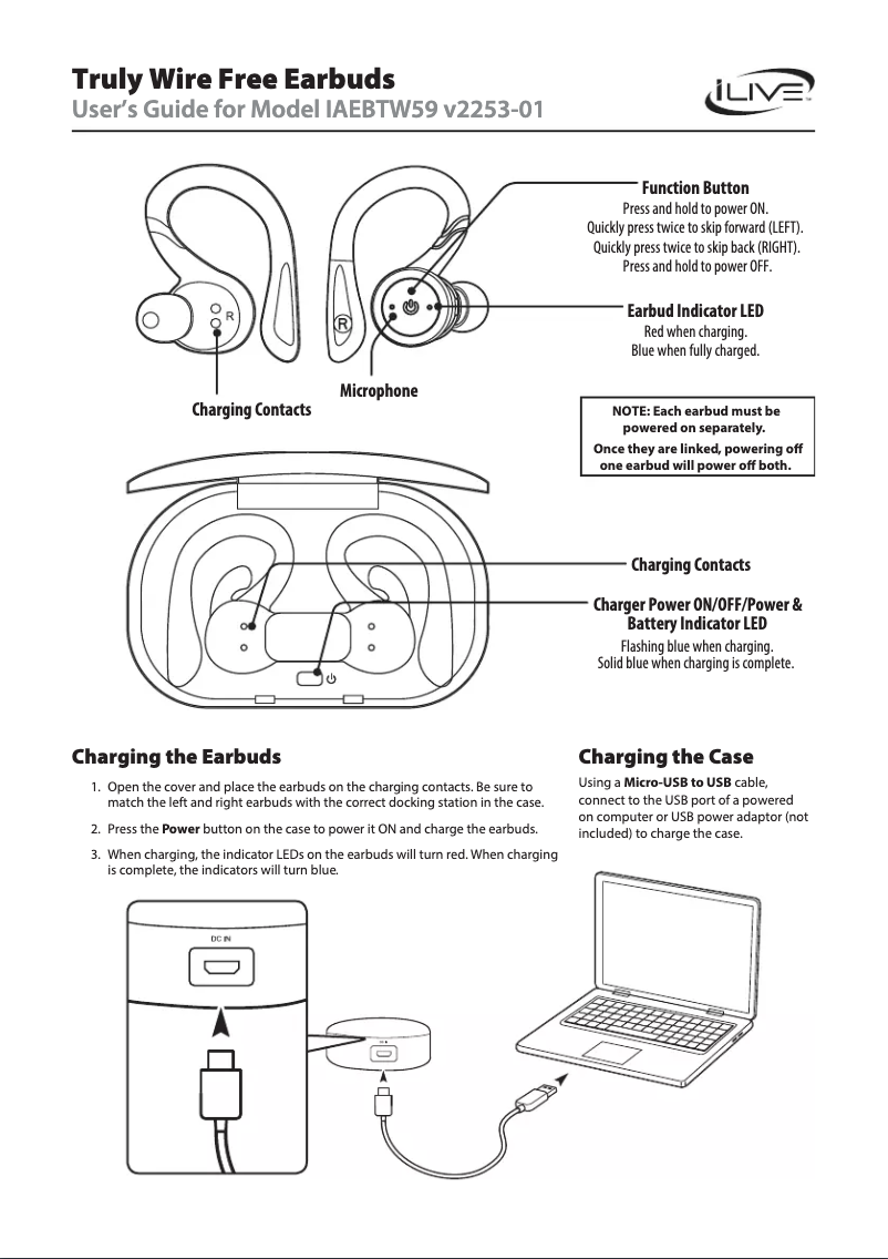 Page 1 de la notice Manuel utilisateur iLive IAEBTW59