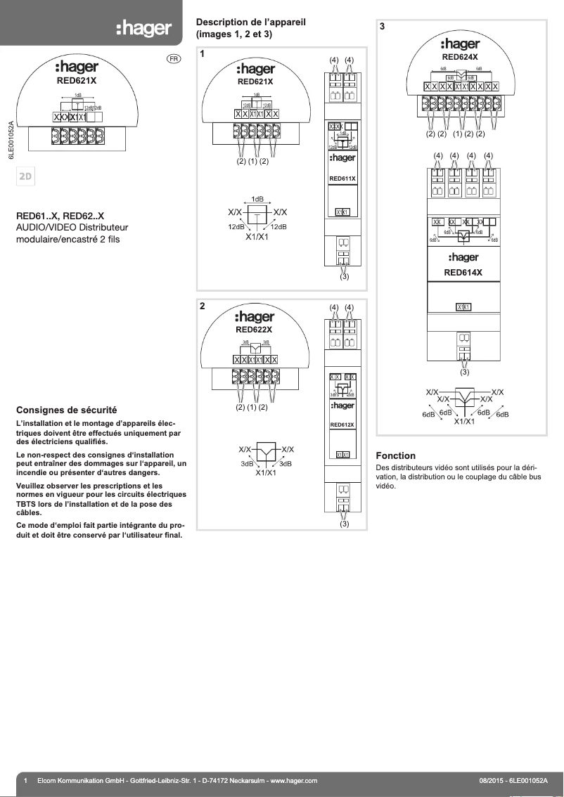 Page 1 de la notice Manuel utilisateur Hager RED622X
