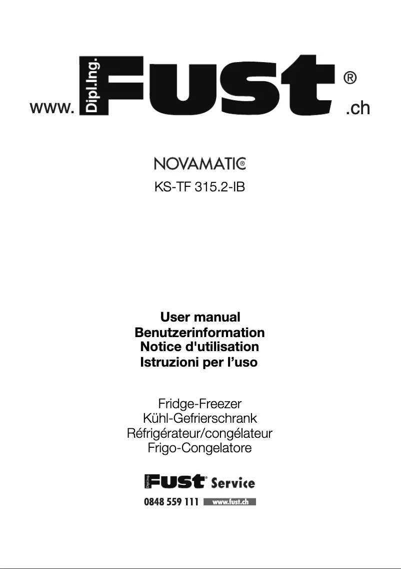 Page n°1 - Manuel utilisateur Novamatic KSTF 315.2