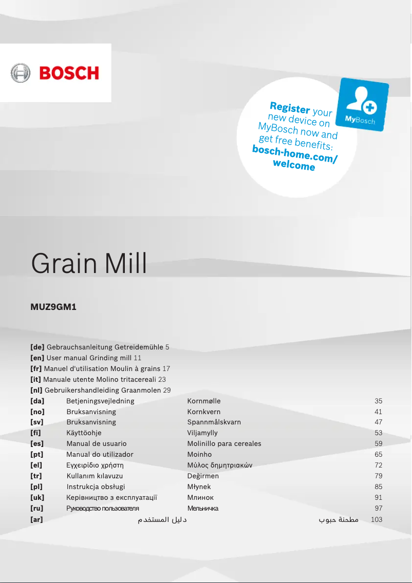 Página 1 del manual Manual de usuario Bosch MUZ9GM1