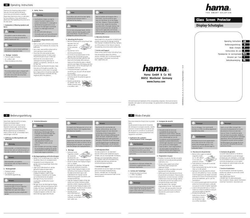 Page 1 de la notice Manuel utilisateur Hama 00173245