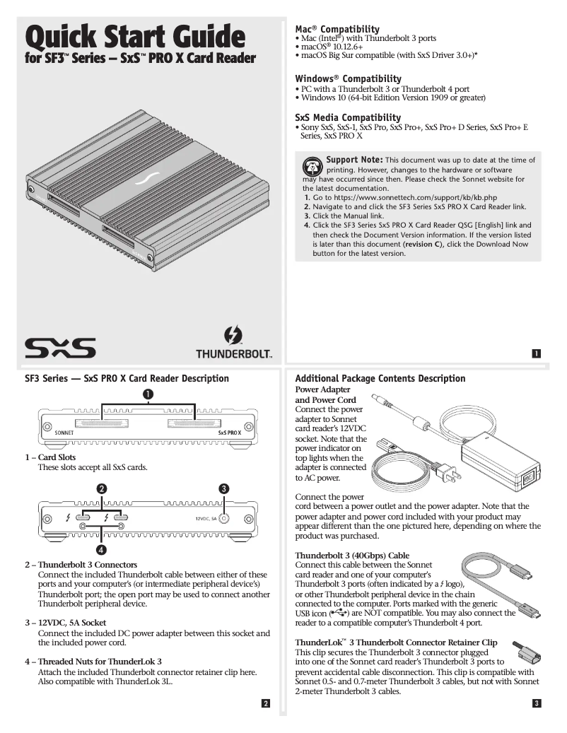 Page 1 de la notice Manuel utilisateur Sonnet SF3-2SXSPX