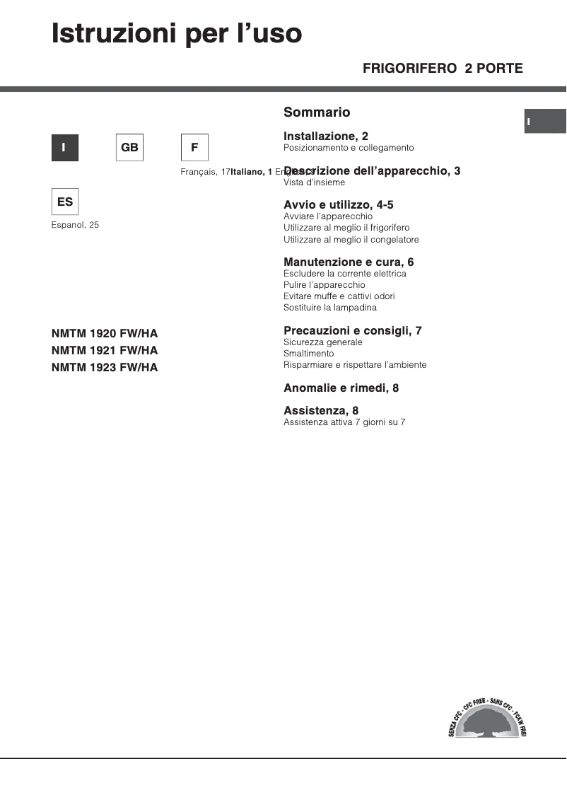 Page 1 de la notice Manuel utilisateur Hotpoint Ariston NMTM 1921 FW/HA