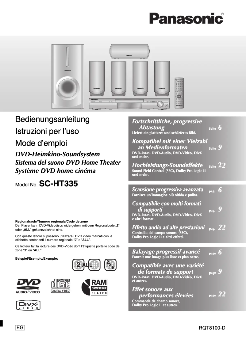 Page 1 de la notice Manuel utilisateur Panasonic SC-HT335