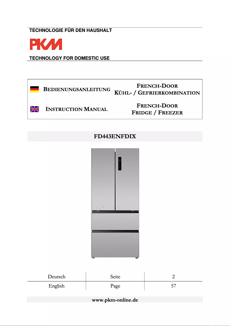 Page 1 de la notice Manuel utilisateur PKM FD443ENFDIX