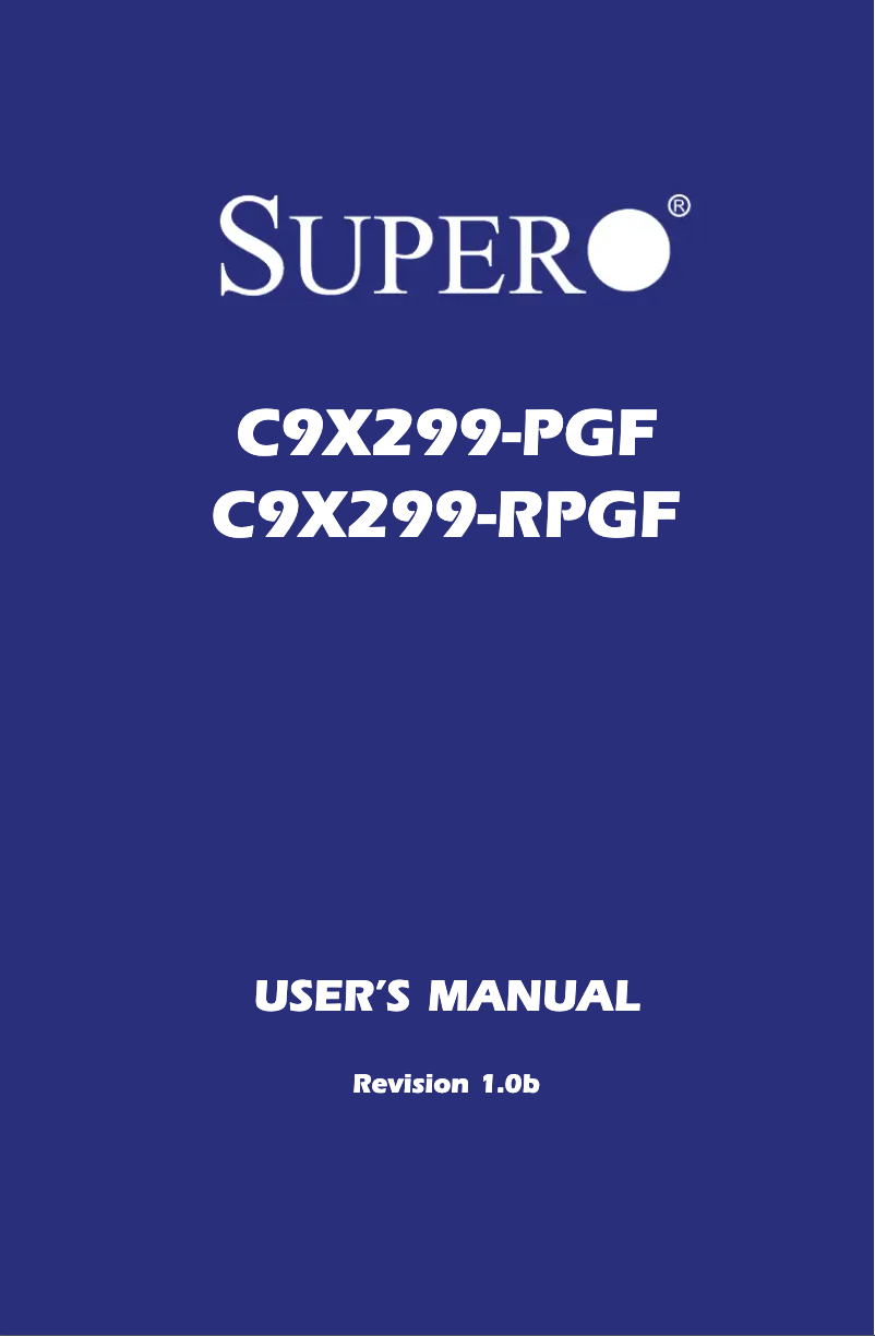 Page n°1 - Manuel utilisateur Supermicro C9X299-PGF