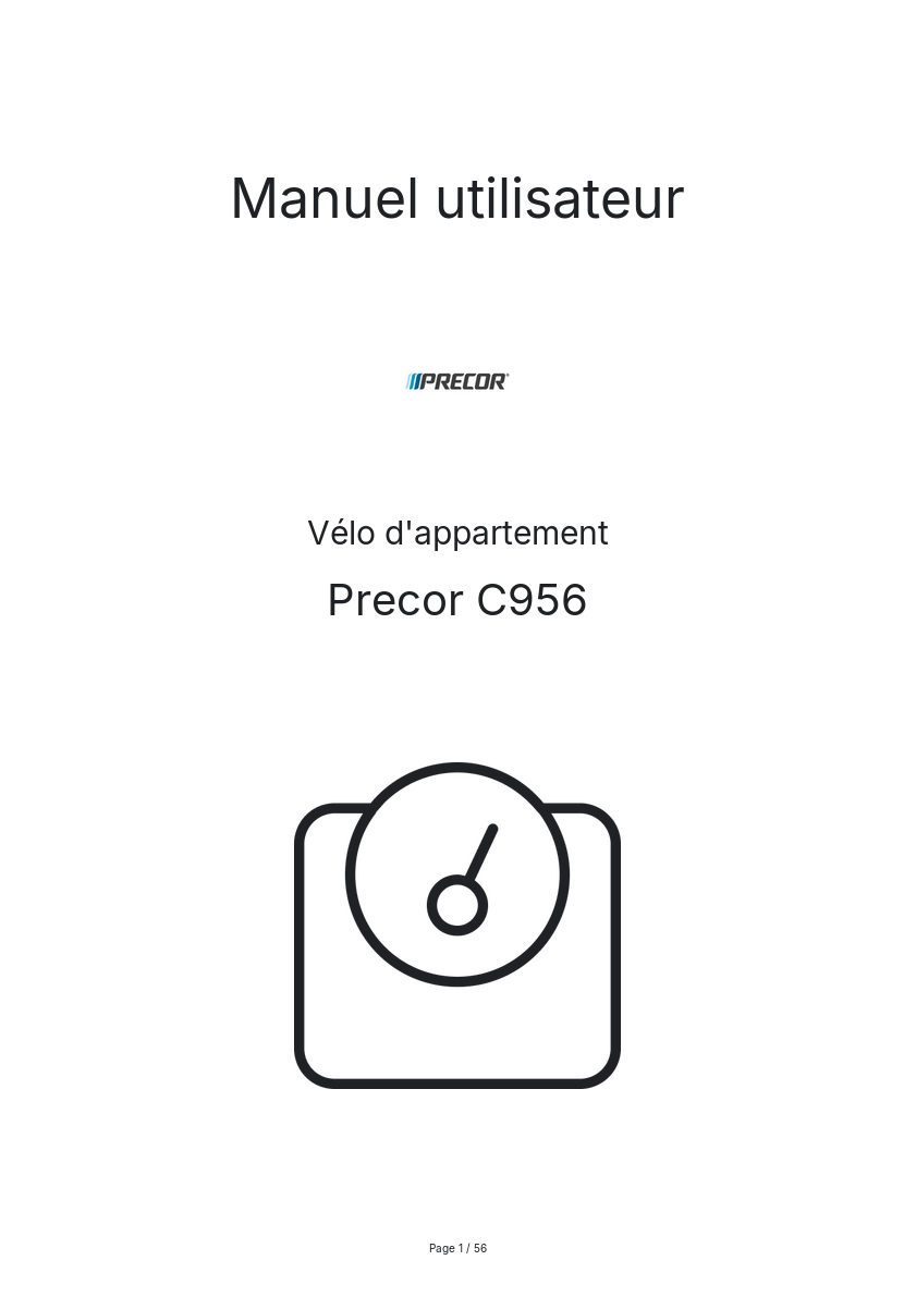 Page n°1 - Manuel utilisateur Precor C956