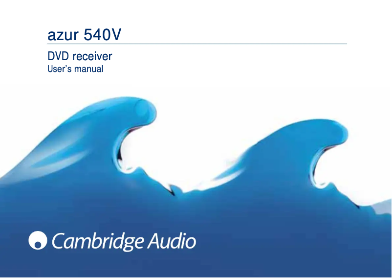 Page 1 de la notice Manuel utilisateur Cambridge Azur 540V