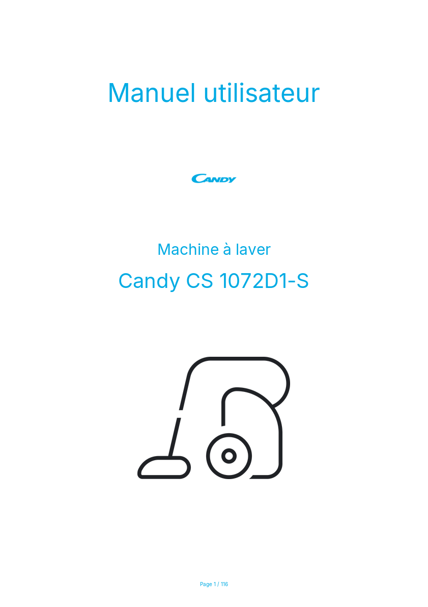 Page n°1 - Manuel utilisateur Candy CS 1072D1-S