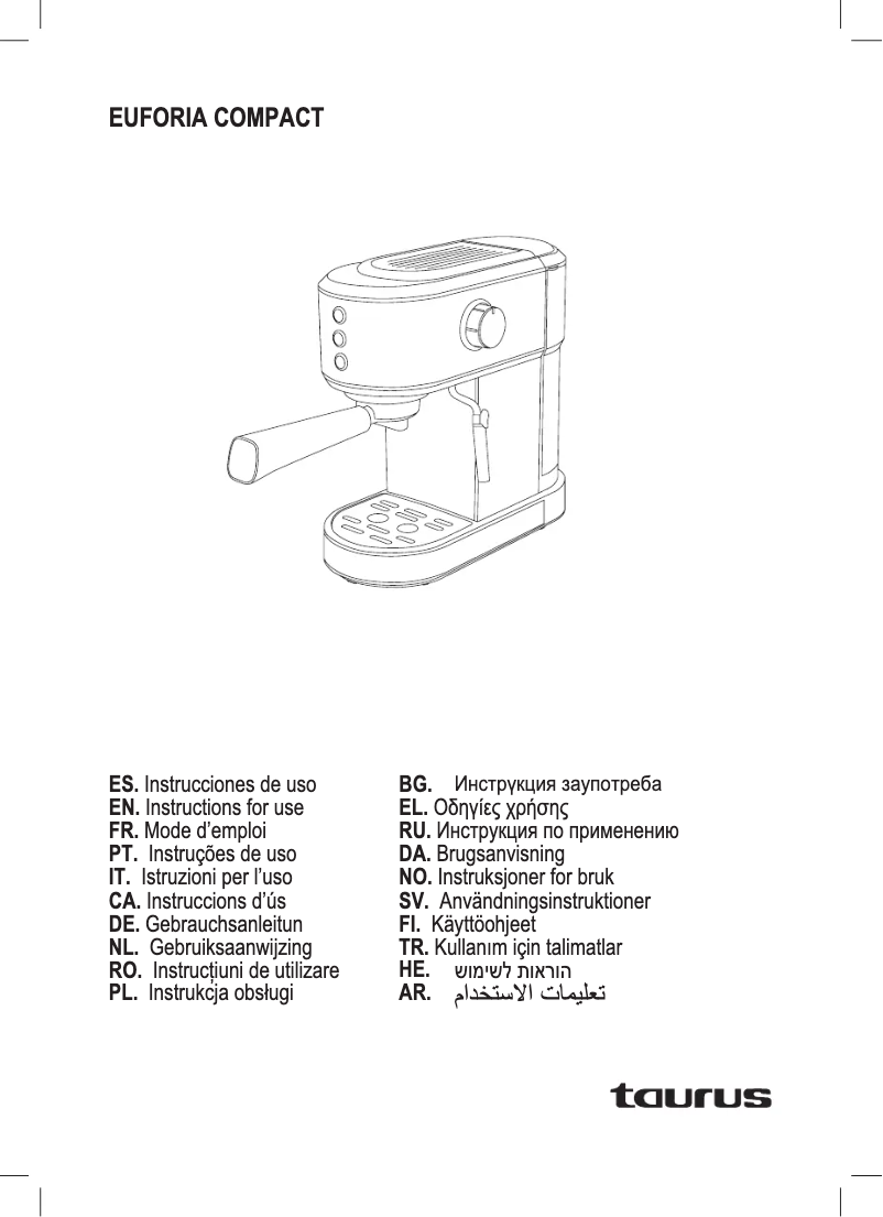 Page n°1 - Manuel utilisateur Taurus Euforia Compact