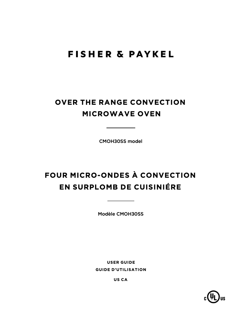 Página 1 del manual Manual de usuario Fisher & Paykel CMOH30SS