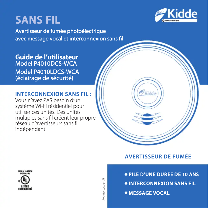 Page n°1 - Manuel utilisateur Kidde P4010DCS-WCA