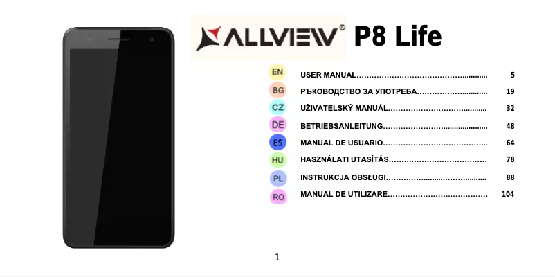 Page 1 de la notice Manuel utilisateur Allview P8 Life