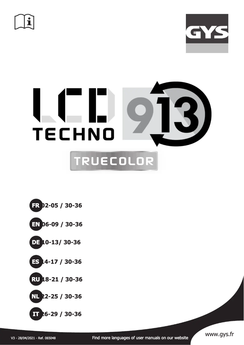 Page 1 de la notice Manuel utilisateur GYS Techno 9/13