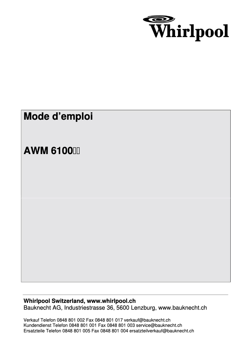 Image de la première page du manuel de l'appareil AWM 6100