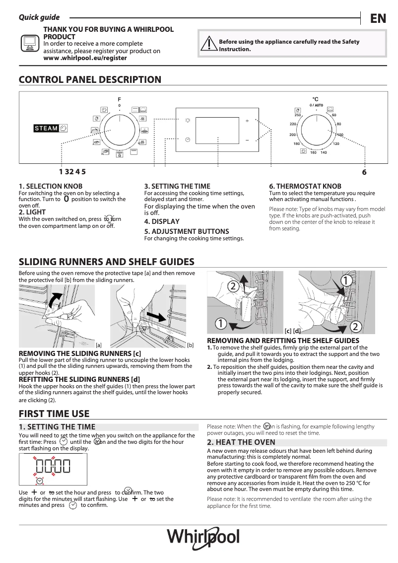 Page 1 de la notice Manuel utilisateur Whirlpool OMSK58HU1SX