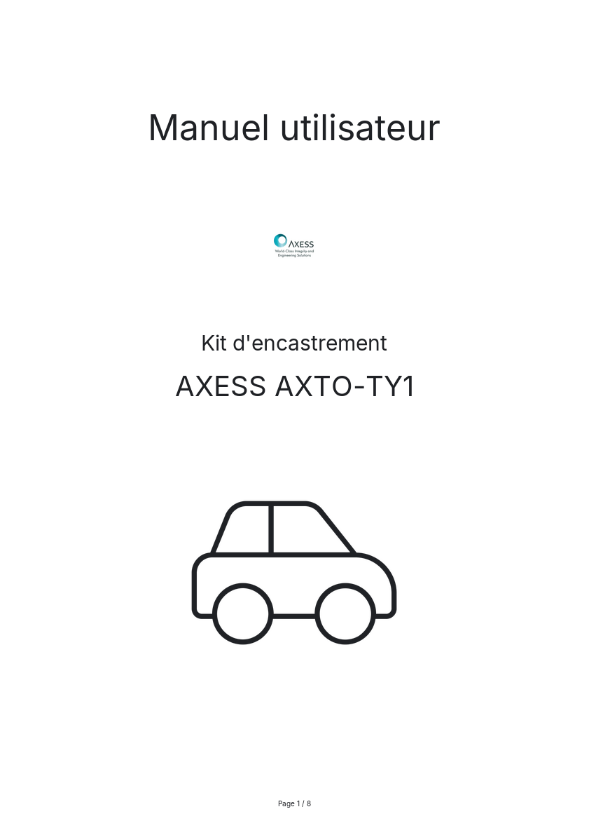 Image de la première page du manuel de l'appareil AXTO-TY1