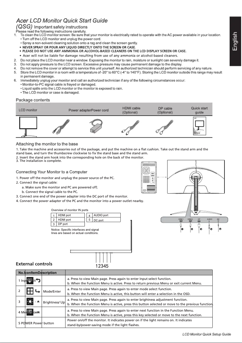Imagen de la primera página del manual del dispositivo XV275UP3
