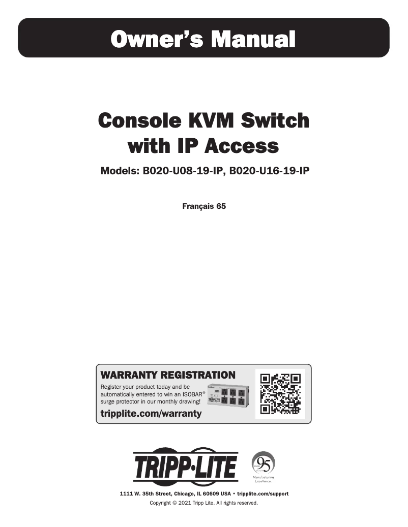 Page n°1 - Manuel utilisateur Tripp Lite B020-U16-19-IP