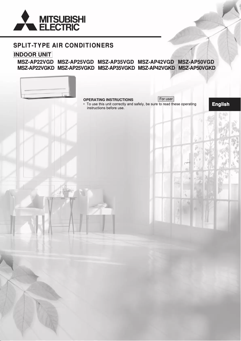 Page 1 de la notice Manuel utilisateur Mitsubishi MSZ-AP80VG