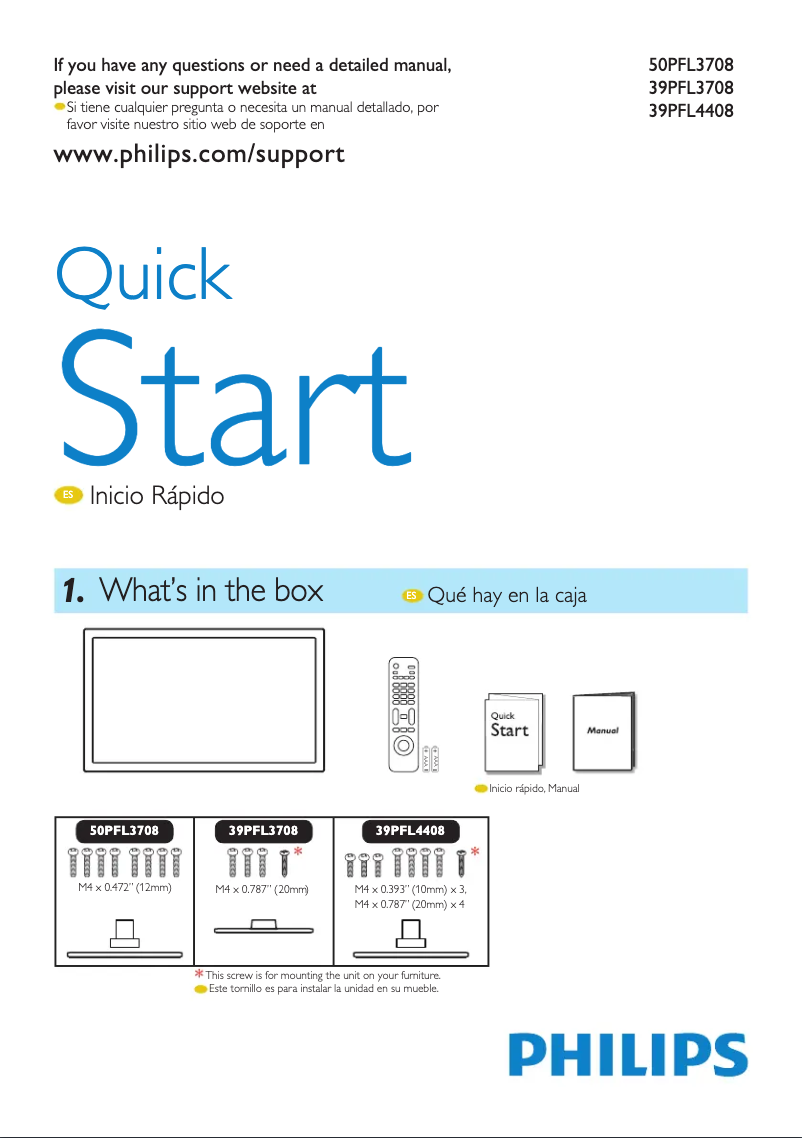 First page image of the manual for 50PFL3708