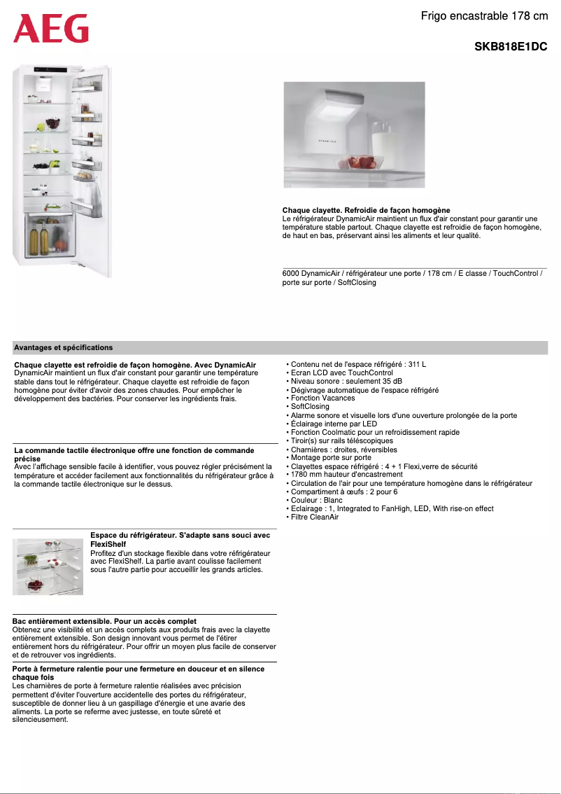 Página 1 del manual Ficha técnica AEG SKB818E1DC
